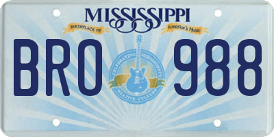 MS license plate BRO988