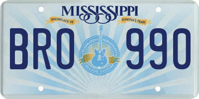 MS license plate BRO990