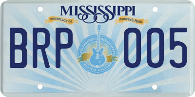 MS license plate BRP005