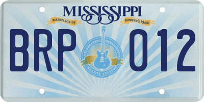 MS license plate BRP012