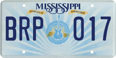 MS license plate BRP017