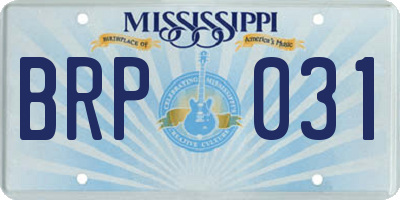 MS license plate BRP031