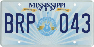 MS license plate BRP043