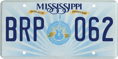 MS license plate BRP062