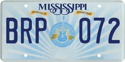 MS license plate BRP072