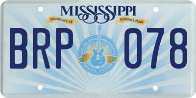MS license plate BRP078