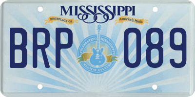 MS license plate BRP089