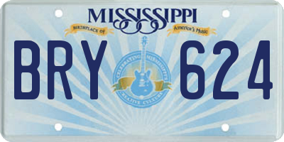 MS license plate BRY624