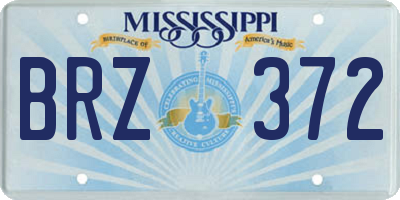 MS license plate BRZ372