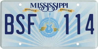 MS license plate BSF114