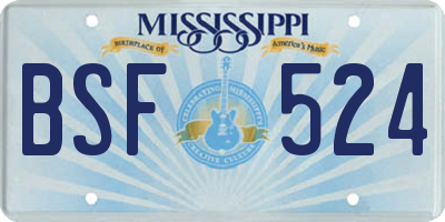 MS license plate BSF524