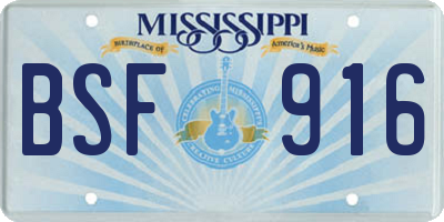 MS license plate BSF916