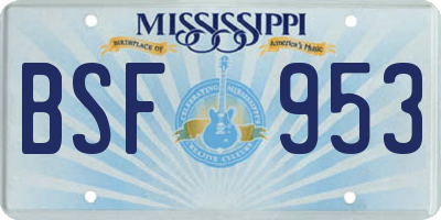 MS license plate BSF953