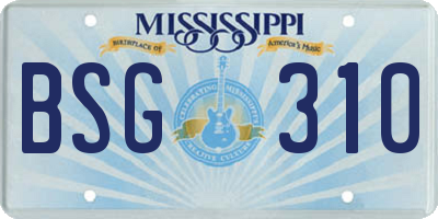 MS license plate BSG310
