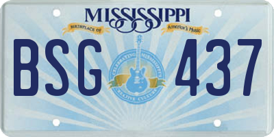MS license plate BSG437