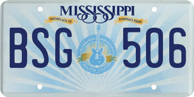 MS license plate BSG506