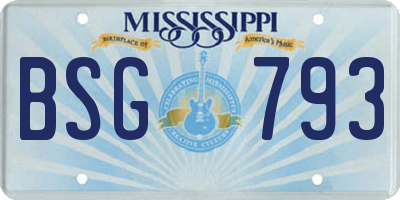 MS license plate BSG793