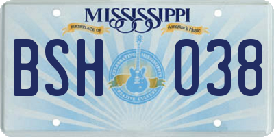 MS license plate BSH038