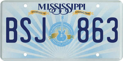 MS license plate BSJ863