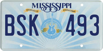 MS license plate BSK493