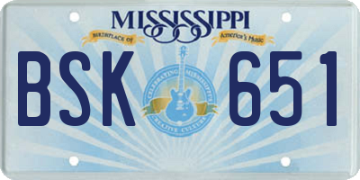 MS license plate BSK651
