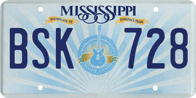 MS license plate BSK728