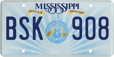MS license plate BSK908