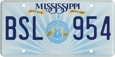 MS license plate BSL954