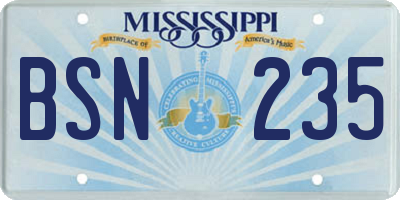 MS license plate BSN235