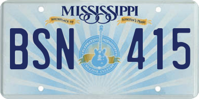 MS license plate BSN415
