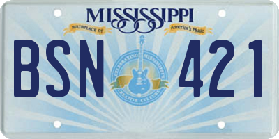 MS license plate BSN421