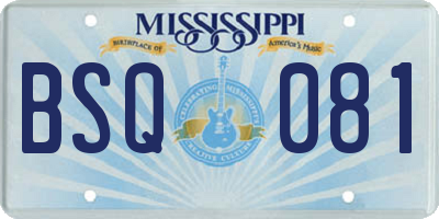 MS license plate BSQ081