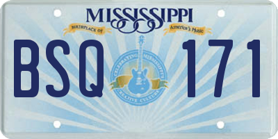 MS license plate BSQ171