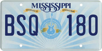 MS license plate BSQ180