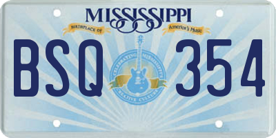 MS license plate BSQ354