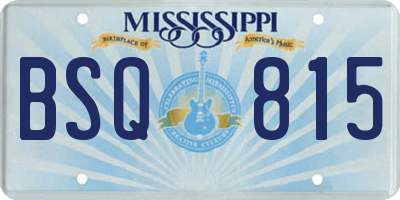 MS license plate BSQ815