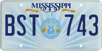 MS license plate BST743
