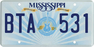 MS license plate BTA531