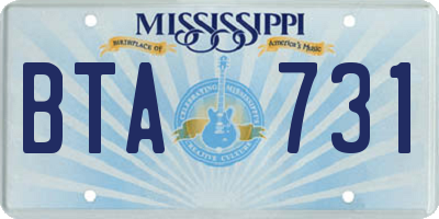 MS license plate BTA731