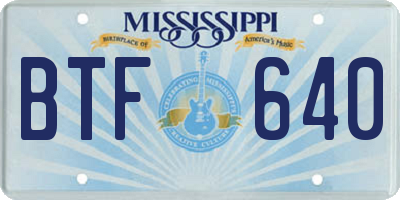 MS license plate BTF640