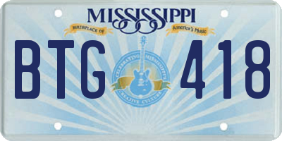 MS license plate BTG418