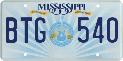 MS license plate BTG540