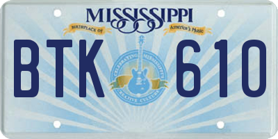 MS license plate BTK610