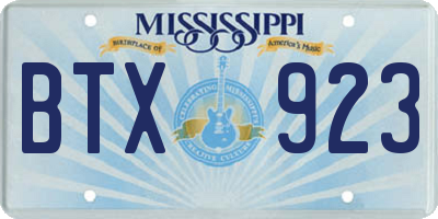 MS license plate BTX923