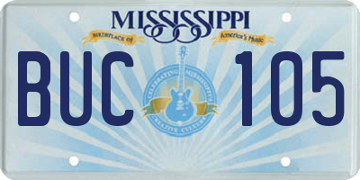 MS license plate BUC105