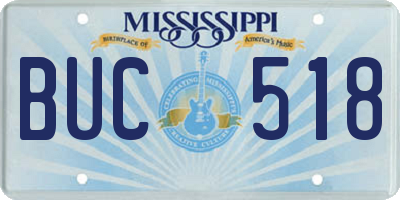 MS license plate BUC518