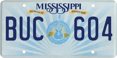 MS license plate BUC604