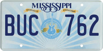 MS license plate BUC762