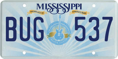 MS license plate BUG537