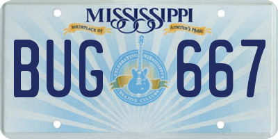 MS license plate BUG667